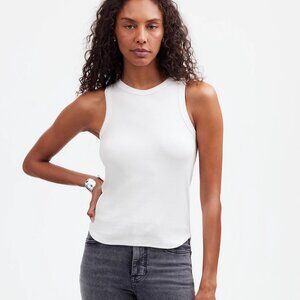 Madewell (Re)generative Cotton Ribbed Cutaway Tank in Eyelet White